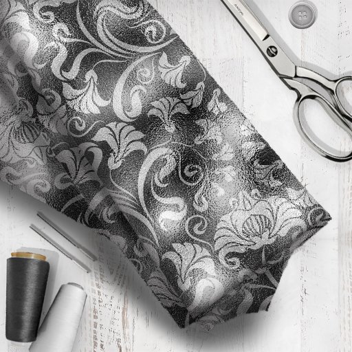 Damask Floral Shimmer Silver Gray ID461 Fabric