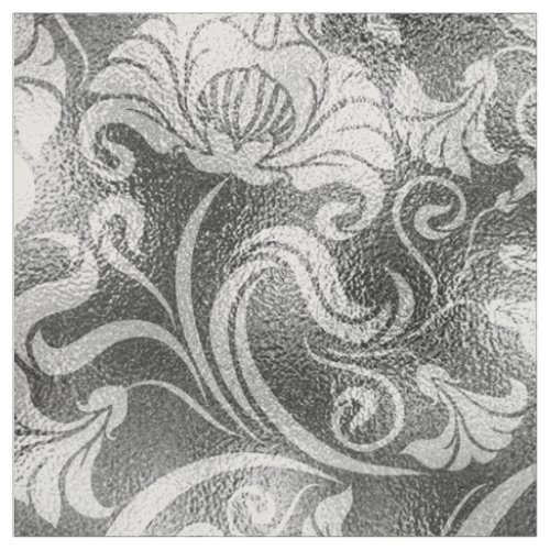 Damask Floral Shimmer Silver Gray ID461 Fabric