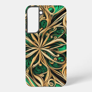 Damask Flower Gold Black Teal Samsung Galaxy S22+ Case