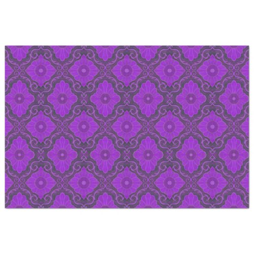 Damask Flower Purple Violet Vintage Floral Pattern Tissue Paper