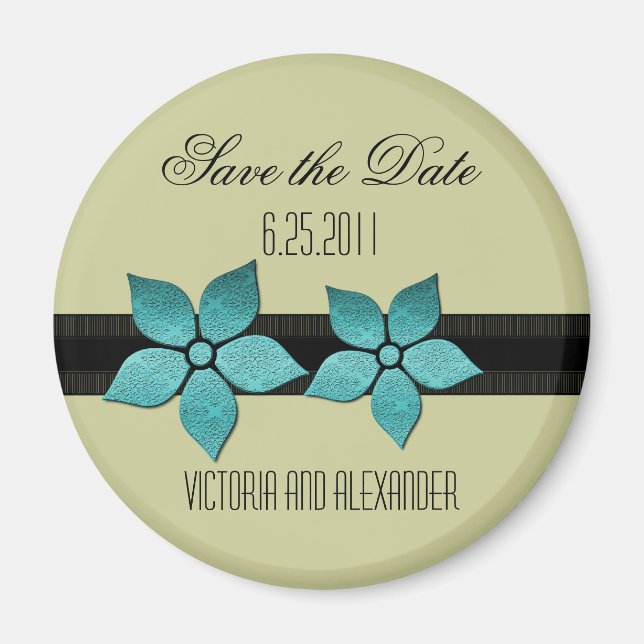 Damask Flowers Save the Date Magnet (Front)