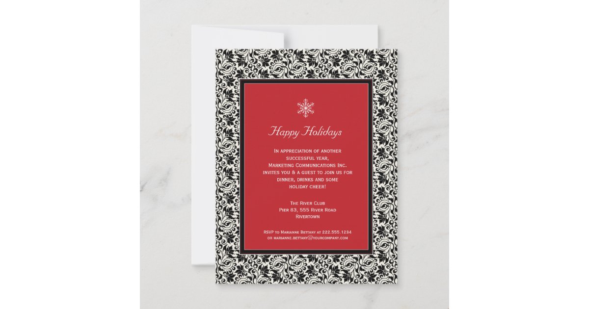Damask Framed Holiday Party Invitation Zazzle