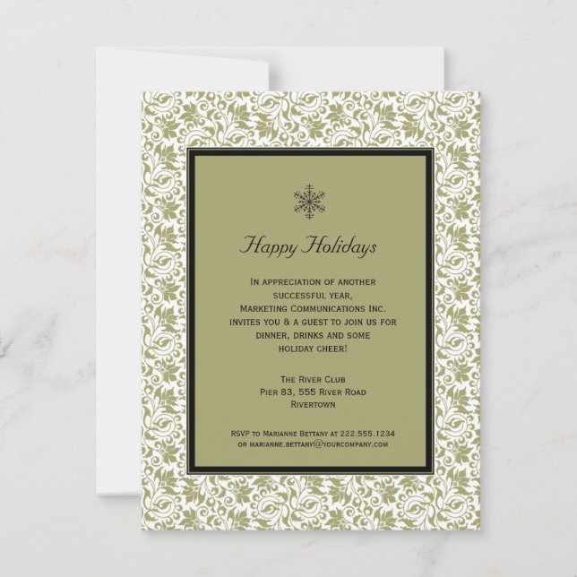 Damask Framed Holiday Party Invitation (Front)