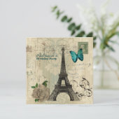 damask french Eiffel Tower Parisian birthday party Invitation (Standing Front)