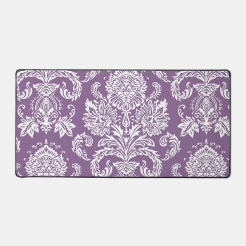 Damask French Lilac Basic Color Complementing Desk Mat by Kullaz at Zazzle