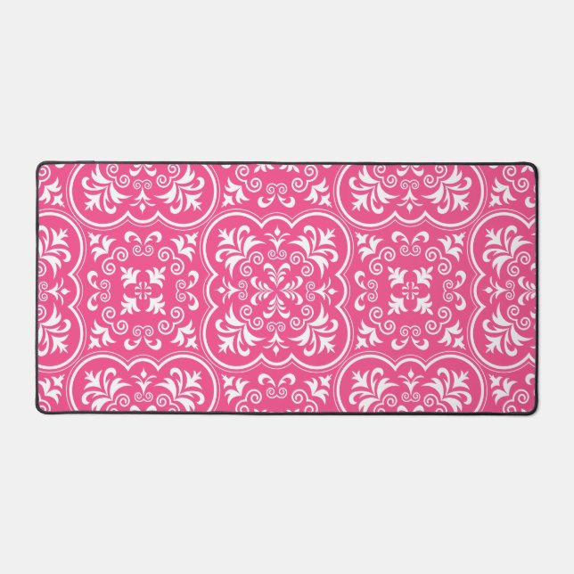 Damask French Rose Color Desk Mat (Front)