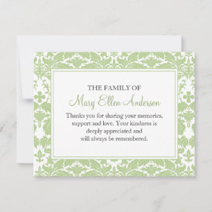 Damask Funeral Note Card Flat Bereavement Note
