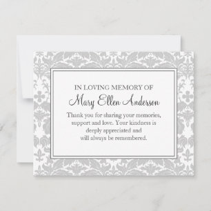 Damask Funeral Note Card Flat Bereavement Note