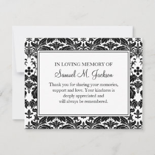 Damask Funeral Note Card Flat Bereavement Note