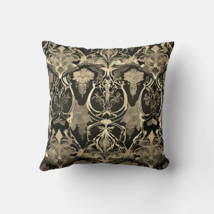 Damask Fusion: Victorian Meets Cyberpunk Throw Pillow