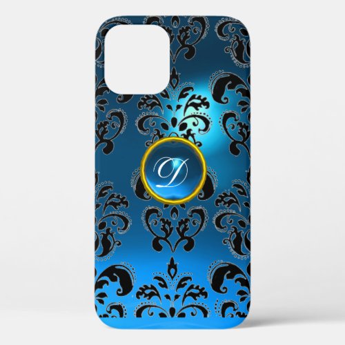 DAMASK GEM MONOGRAM blue iPhone 12 Case