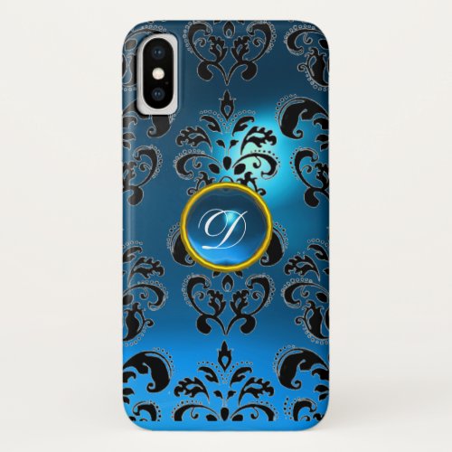 DAMASK GEM MONOGRAM blue iPhone X Case