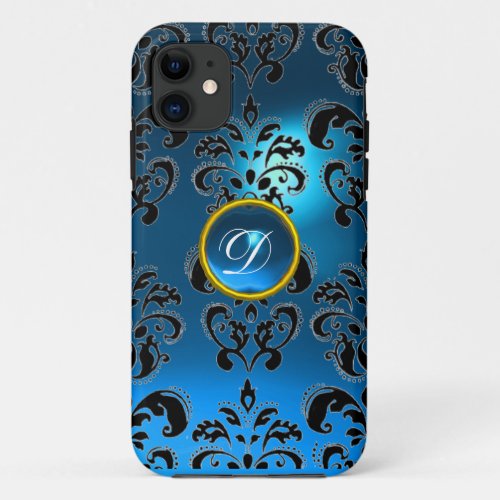 DAMASK GEM MONOGRAM blue iPhone 11 Case