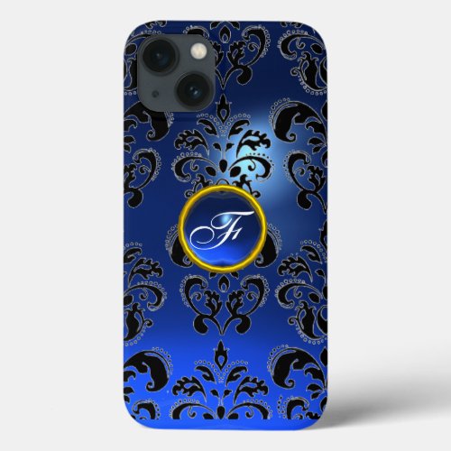 DAMASK GEM MONOGRAM blue dark iPhone 13 Case