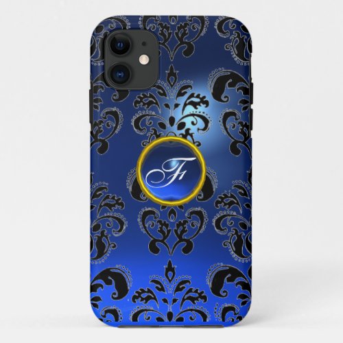 DAMASK GEM MONOGRAM blue dark iPhone 11 Case