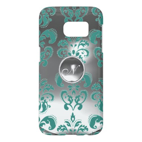 DAMASK GEM MONOGRAM blue white Samsung Galaxy S7 Case