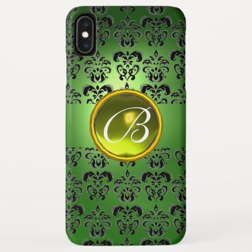 DAMASK GEM MONOGRAM green black yellow iPhone XS Max Case