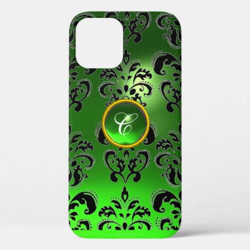 DAMASK GEM MONOGRAM green iPhone 12 Case