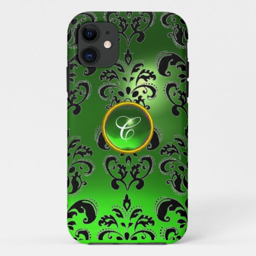 DAMASK GEM MONOGRAM green iPhone 11 Case