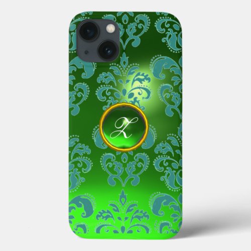 DAMASK GEM MONOGRAM green iPhone 13 Case