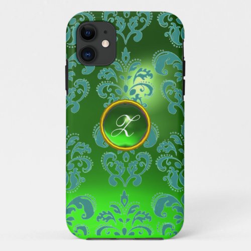 DAMASK GEM MONOGRAM green iPhone 11 Case