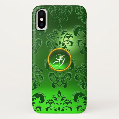 DAMASK GEM MONOGRAM green iPhone XS Case