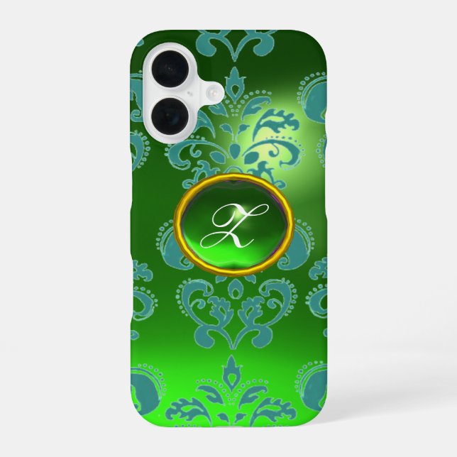 DAMASK GEM MONOGRAM green Iphone Case (Back)