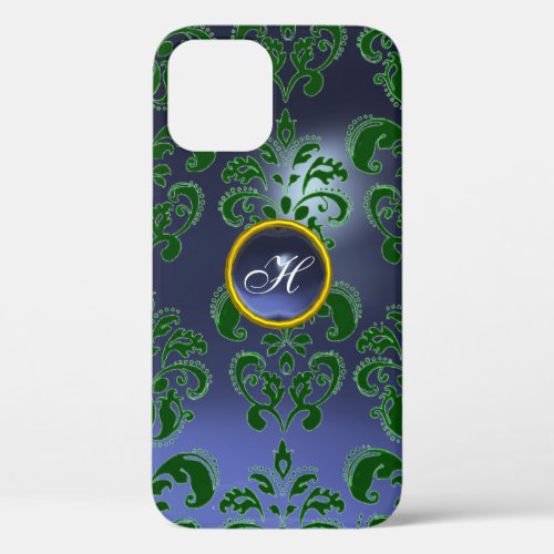 DAMASK GEM MONOGRAM green purple dark iPhone 12 Case