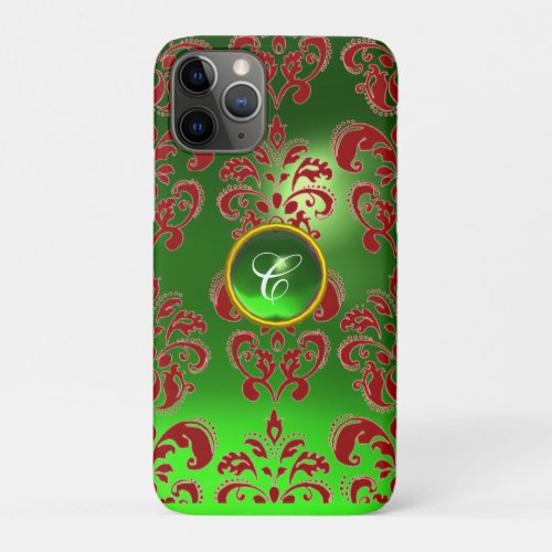 DAMASK GEM MONOGRAM green red iPhone 11 Pro Case