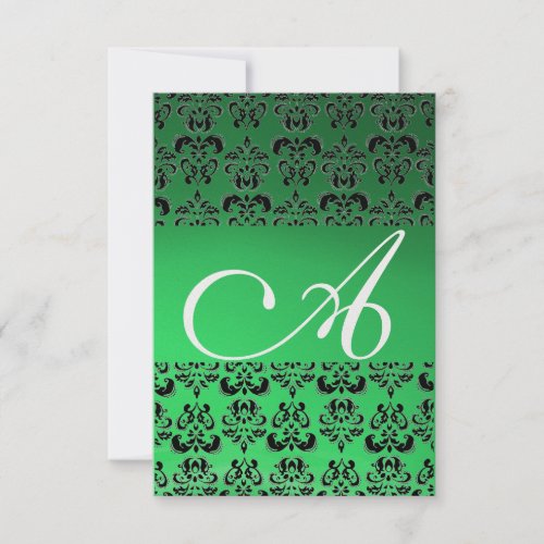 DAMASK GEM MONOGRAM green rsvp ice Invitation