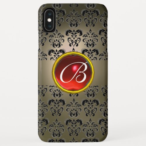 DAMASK GEM MONOGRAM grey black red iPhone XS Max Case