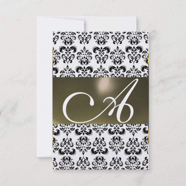 DAMASK GEM MONOGRAM grey  rsvp ice Invitation (Front)