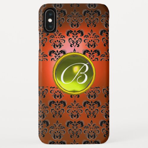 DAMASK GEM MONOGRAM orange black yellow iPhone XS Max Case