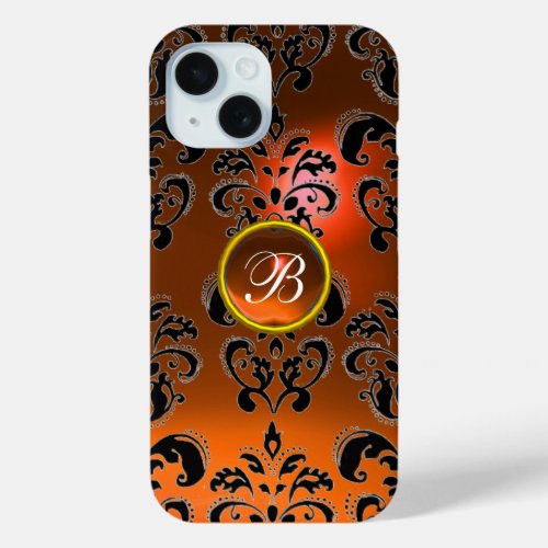 DAMASK GEM MONOGRAM orange iPhone 15 Case