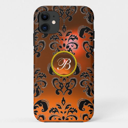 DAMASK GEM MONOGRAM orange iPhone 11 Case