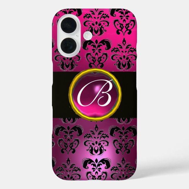 DAMASK GEM MONOGRAM Pink,Fuchsia Purple Amethyst Case-Mate iPhone Case (Back)