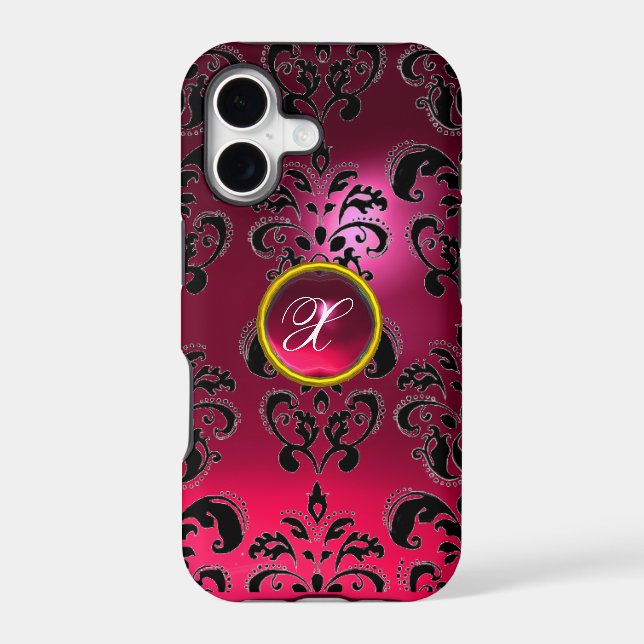DAMASK GEM MONOGRAM pink Iphone Case (Back)