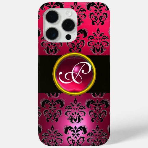 DAMASK GEM MONOGRAM Pink Red Ruby iPhone 15 Pro Max Case