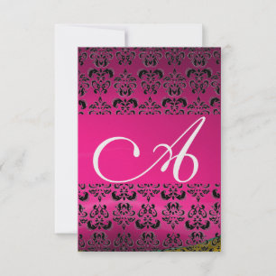 DAMASK GEM MONOGRAM pink rsvp ice Invitation