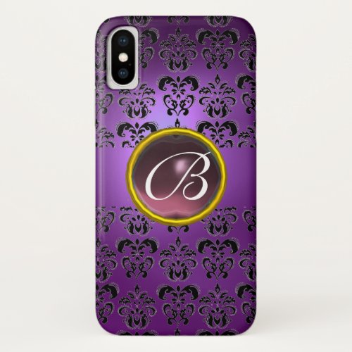 DAMASK GEM MONOGRAM purple black iPhone X Case