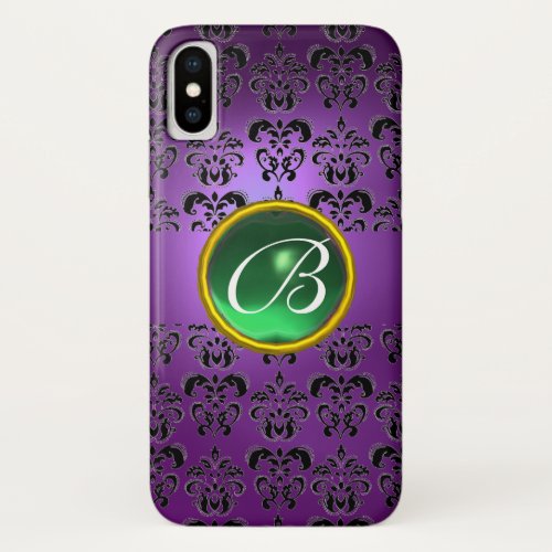 DAMASK GEM MONOGRAM purple black green iPhone X Case