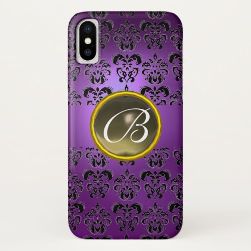 DAMASK GEM MONOGRAM purple black  grey iPhone X Case