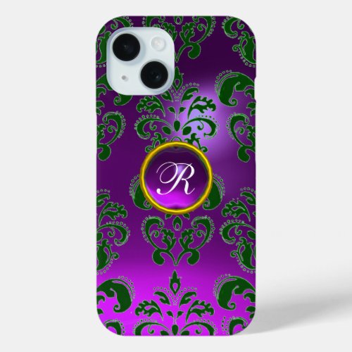 DAMASK GEM MONOGRAM purple iPhone 15 Case