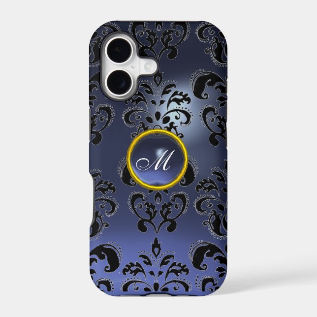 DAMASK GEM MONOGRAM purple dark Iphone Case (Back)