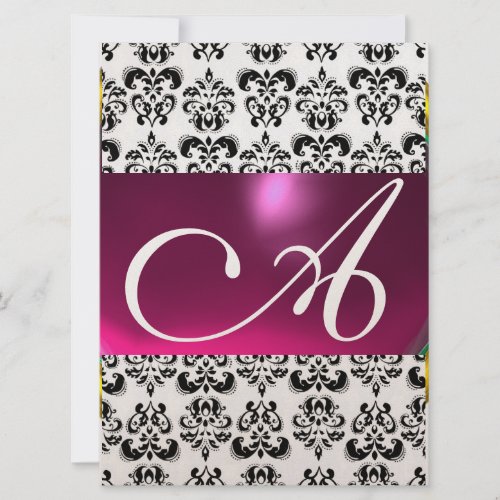 DAMASK GEM MONOGRAM purple pink gold Invitation