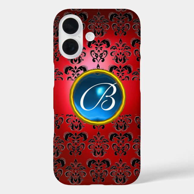 DAMASK GEM MONOGRAM red black blue Case-Mate iPhone Case (Back)