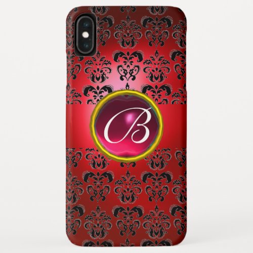 DAMASK GEM MONOGRAM red black orange iPhone XS Max Case