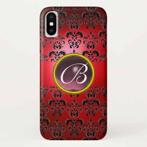 DAMASK GEM MONOGRAM red black purple iPhone X Case