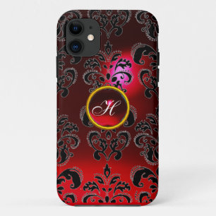 DAMASK GEM MONOGRAM red burgundy iPhone 11 Case