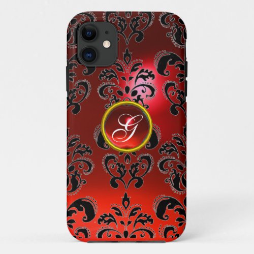 DAMASK GEM MONOGRAM red iPhone 11 Case